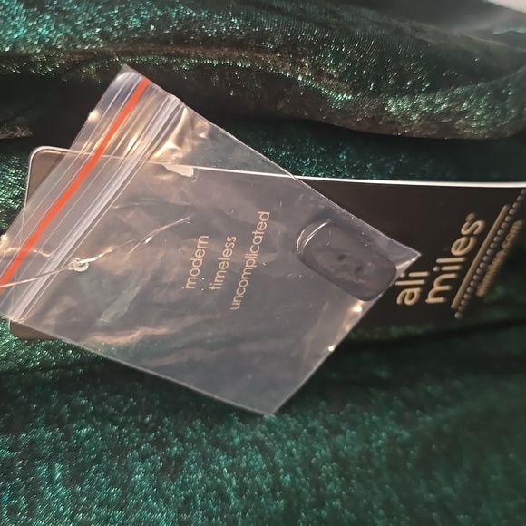 Ali Miles Green and Black Shimmering Buttondown Blouse, Plus Size 1X, NWT - Picture 4 of 5